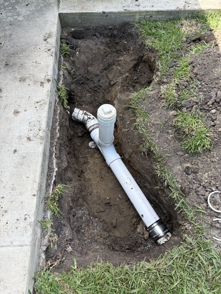 New two-way sewer cleanout installed during a Metairie cast iron pipe rehabilitation project
